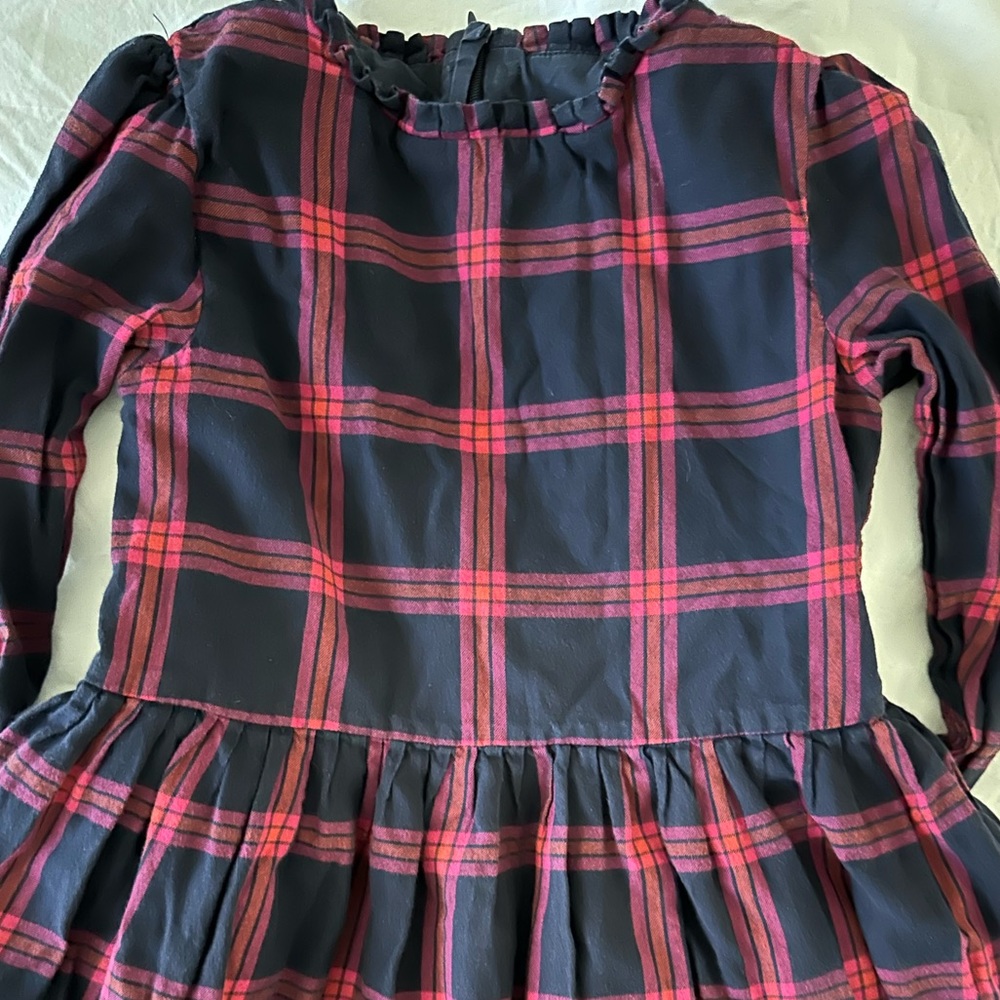 Jacadi Pink Plaid Long Sleeve Dress Size 8
